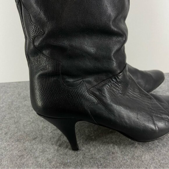 Buttery Soft Black Leather Western Cowboy Heeled Boots Women’s Size 9 - Picture 8 of 12